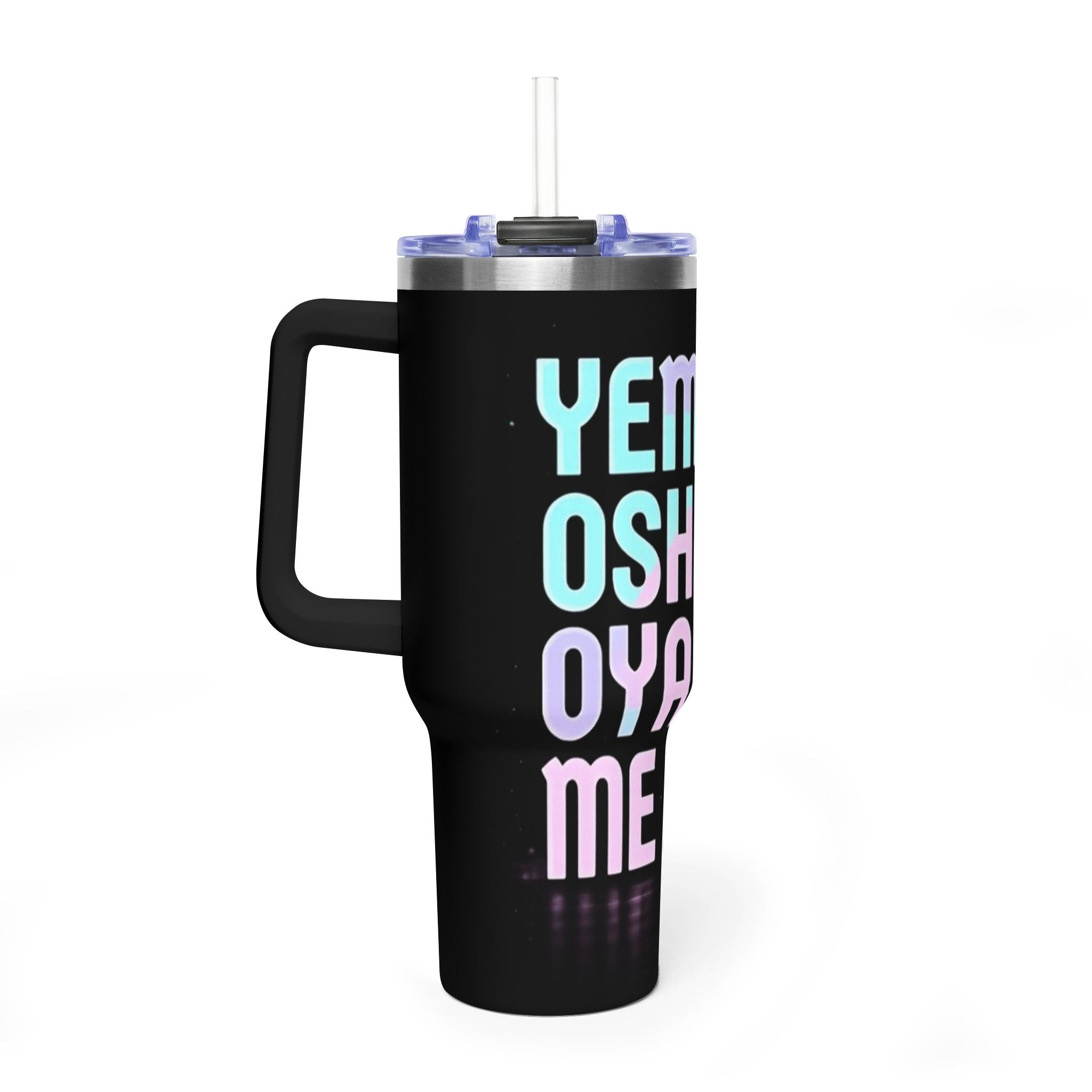 40oz Insulated Tumbler — Neon Names Design (Yemaya, Oshun, Oya & More)