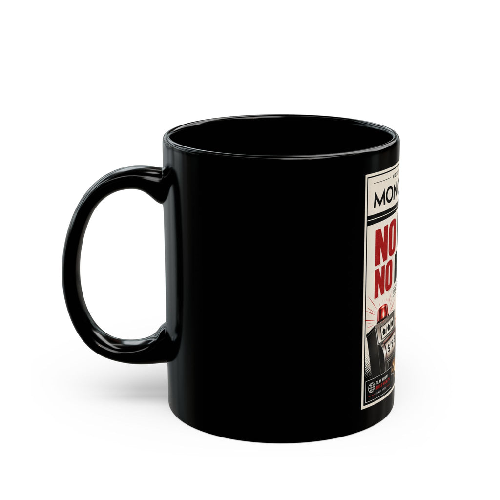 Monopoly 'No Risk No Reward' Black Coffee Mug (11oz & 15oz) — Retro Game Poster Design