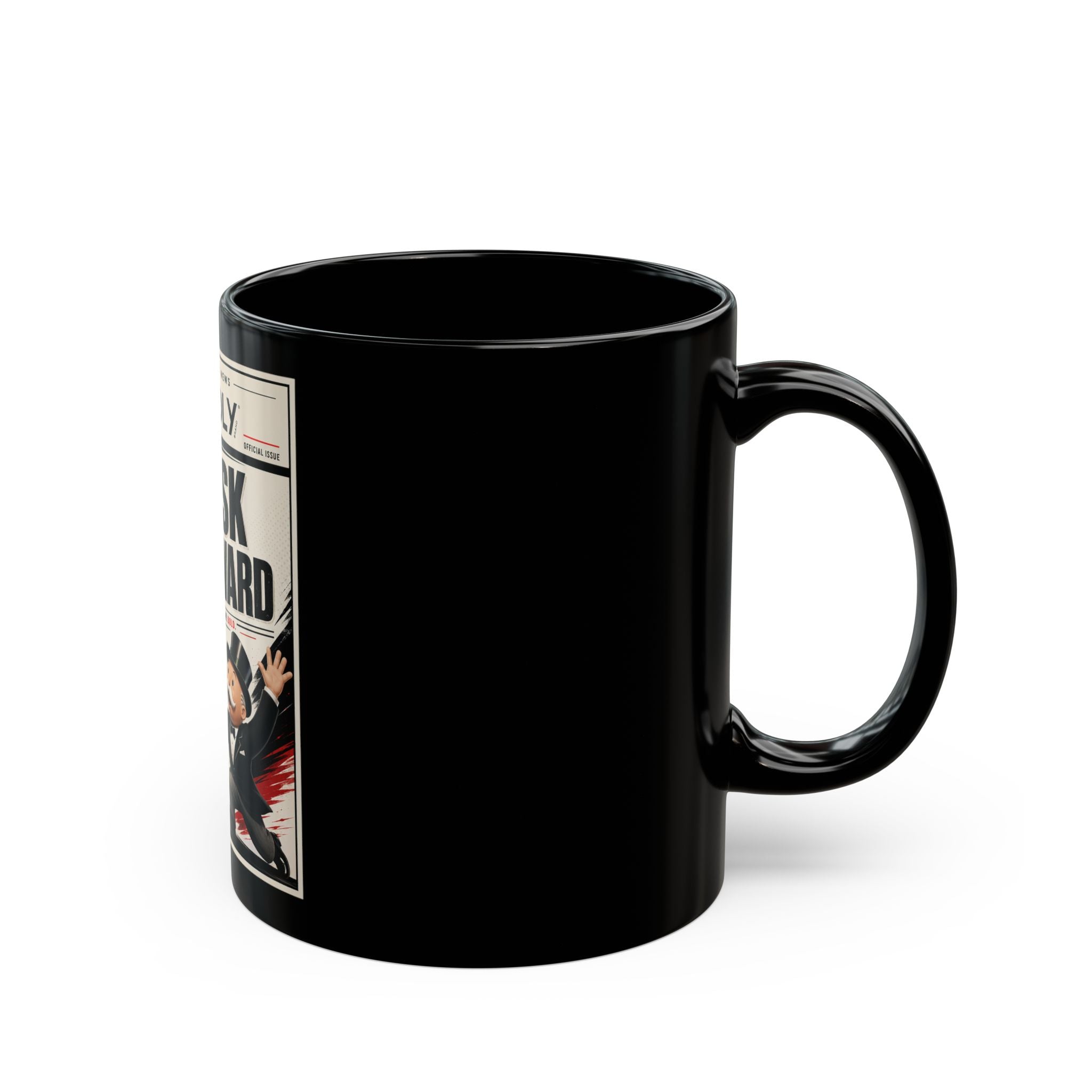 Monopoly 'No Risk No Reward' Black Coffee Mug (11oz & 15oz) — Retro Game Poster Design