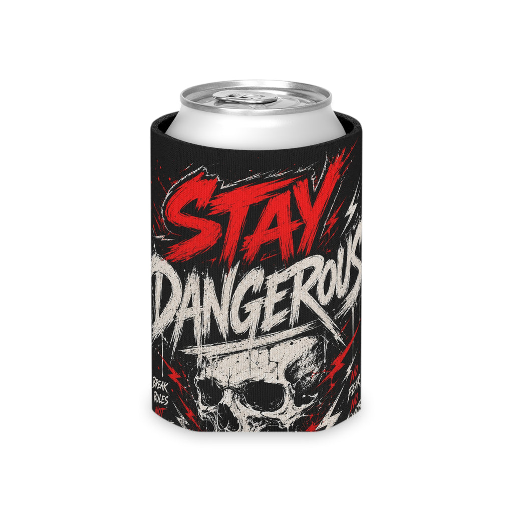 Can Cooler — "Stay Dangerous" Skull Drink Koozie (Red & Black)