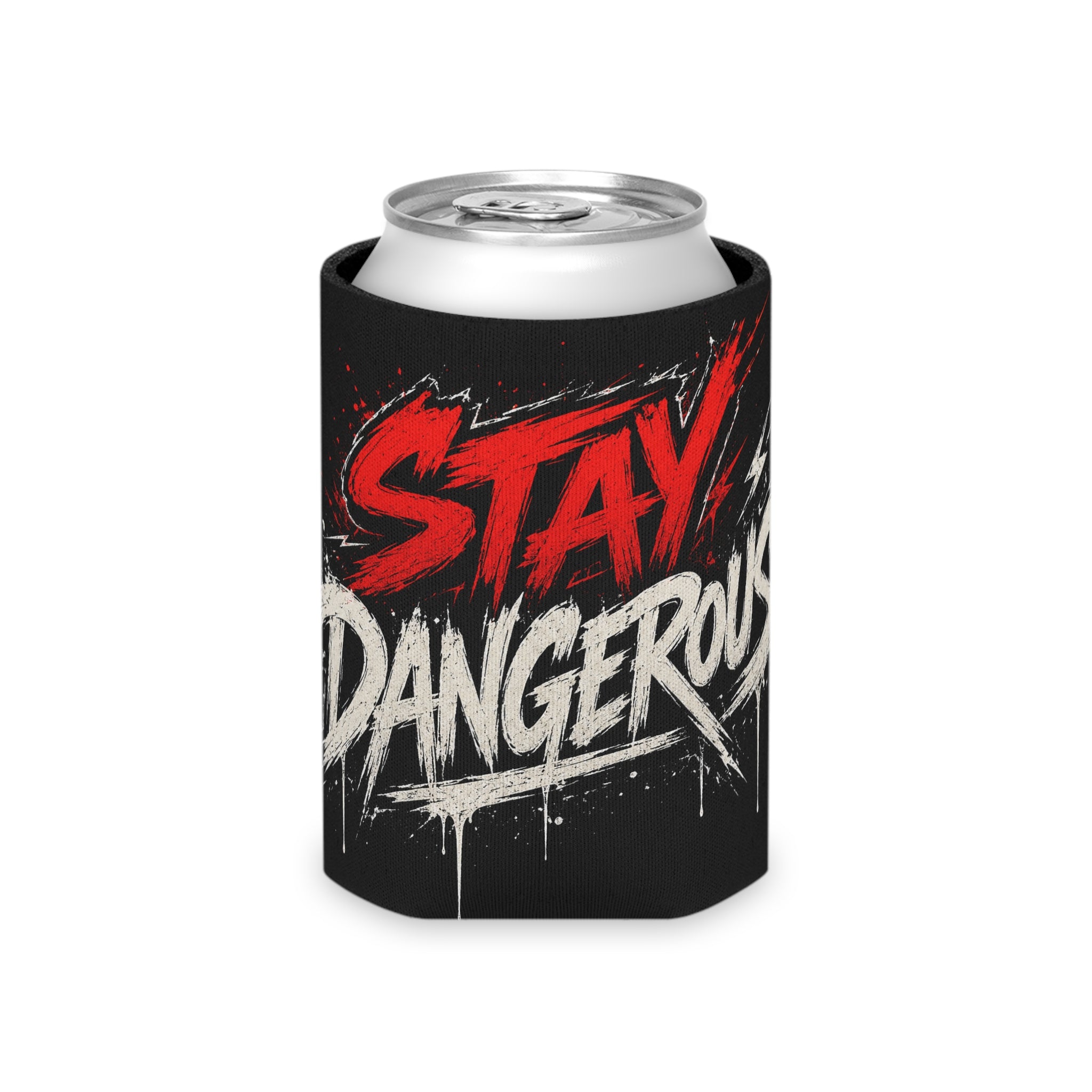 Can Cooler — "Stay Dangerous" Skull Drink Koozie (Red & Black)